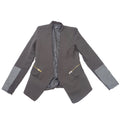 ZA&ZA Womens Black Open Front Blazer Stand Collar Contrast Sleeve Size Small