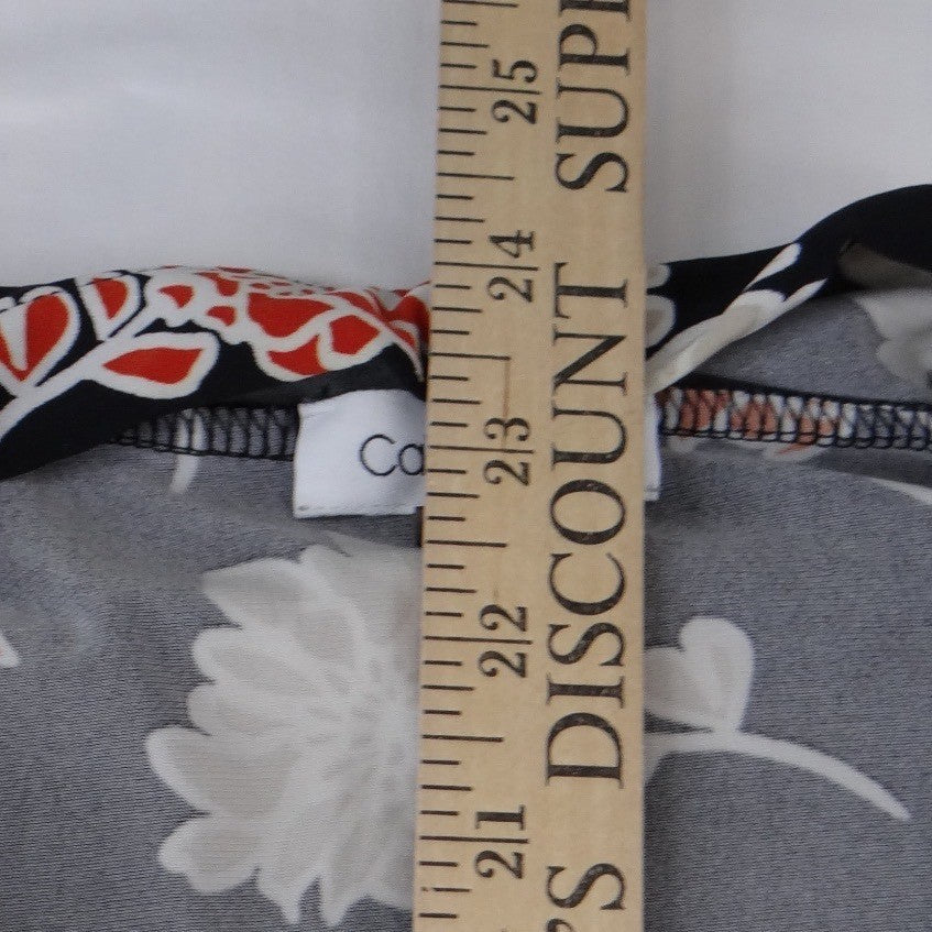 Calvin Klein Womens Black Red Floral Sleeveless V-Neck Blouse Size Large