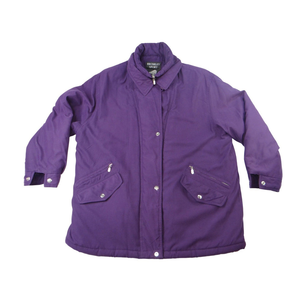 Bromley Sport Purple Quilted Lined Zip Jacket Women Sz L Thermo Loft Insulation