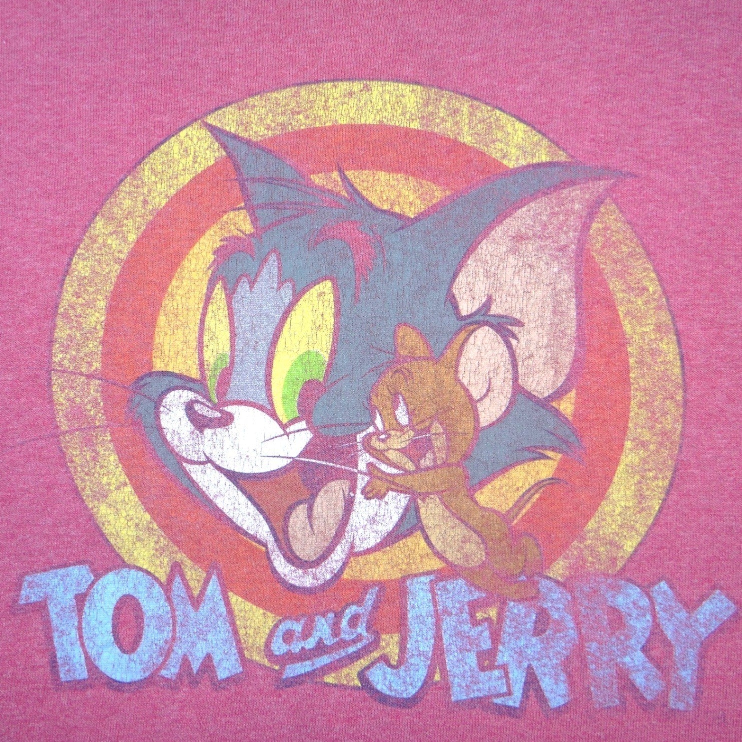 Tom and Jerry Graphic T-Shirt Mens XL Heather Red Short Sleeve Cartoon Tee
