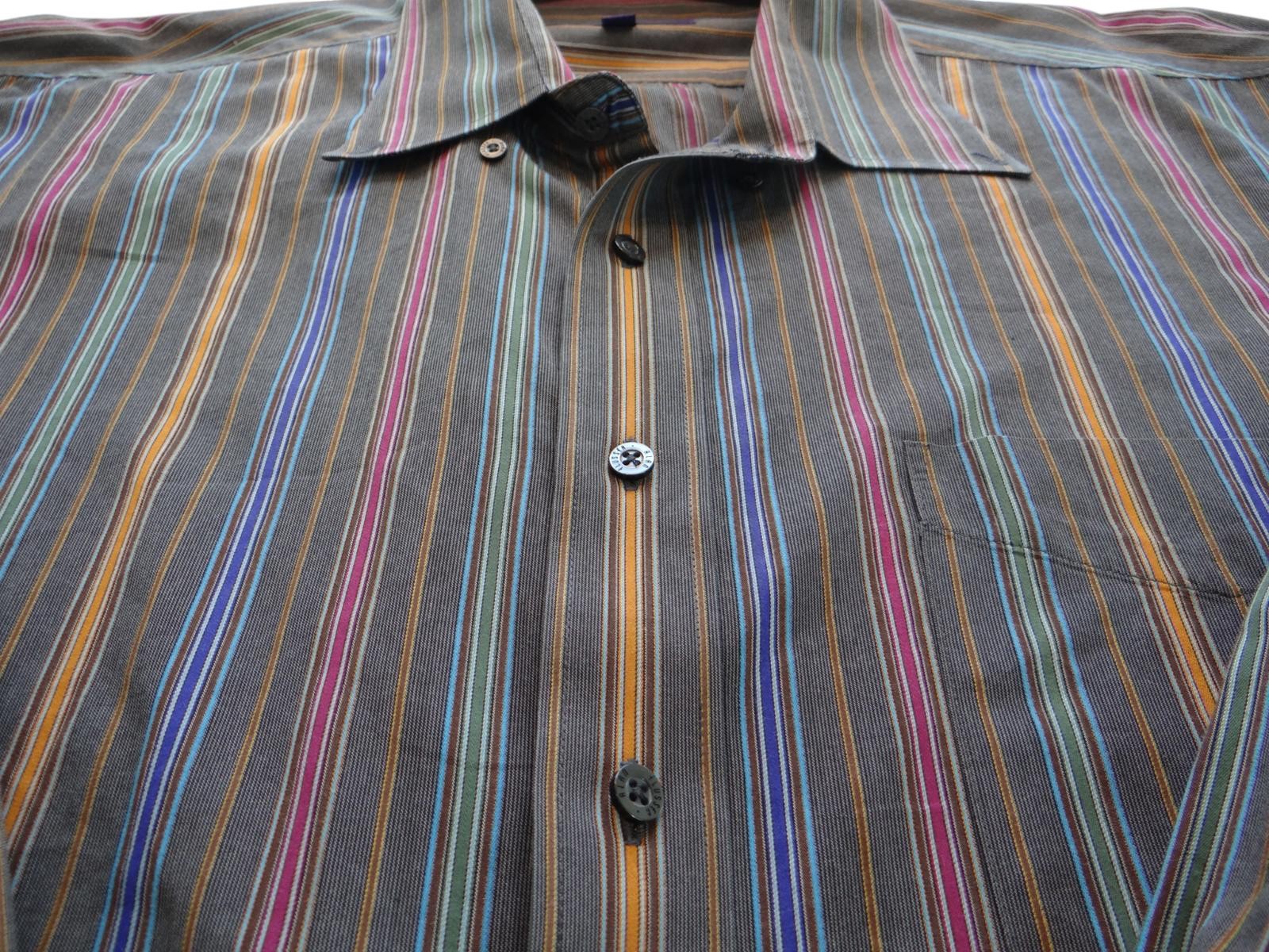 Stylish Alan Flusser Men's XL Striped Button-Up Shirt