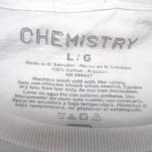 Chemistry Chevy Camaro Graphic T-Shirt Mens Large White Cotton Car Racing Tee