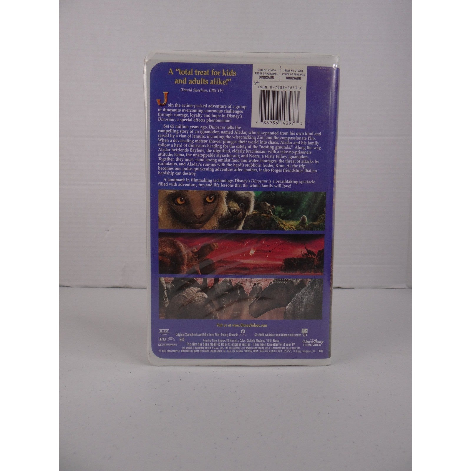 Walt Disney Dinosaur VHS 2000 Animated Movie Clamshell Case THX 21575 NTSC