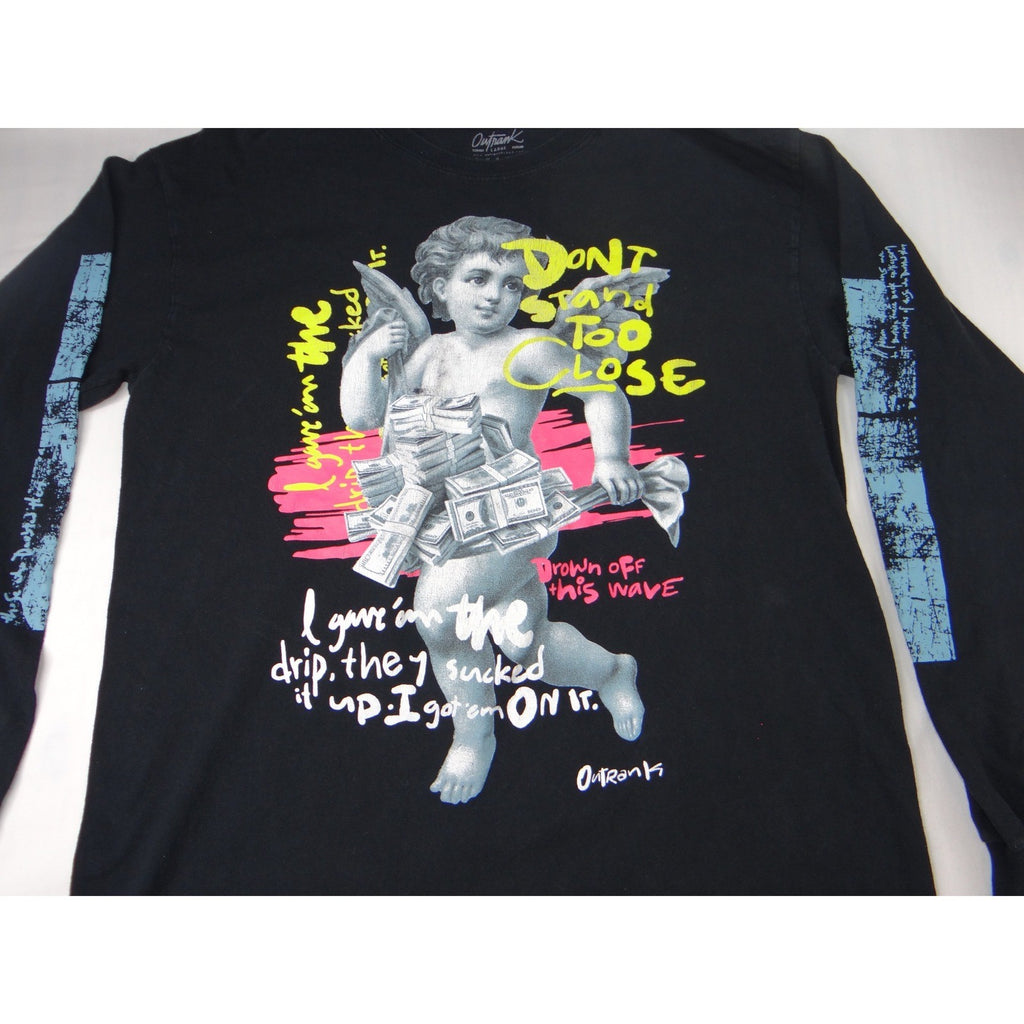 Outrank Cherub Money Graphic Long Sleeve T Shirt Black Large