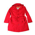 Vintage Drizzle Women's Red Hooded Belted Trench Coat Rain Jacket Size 14R