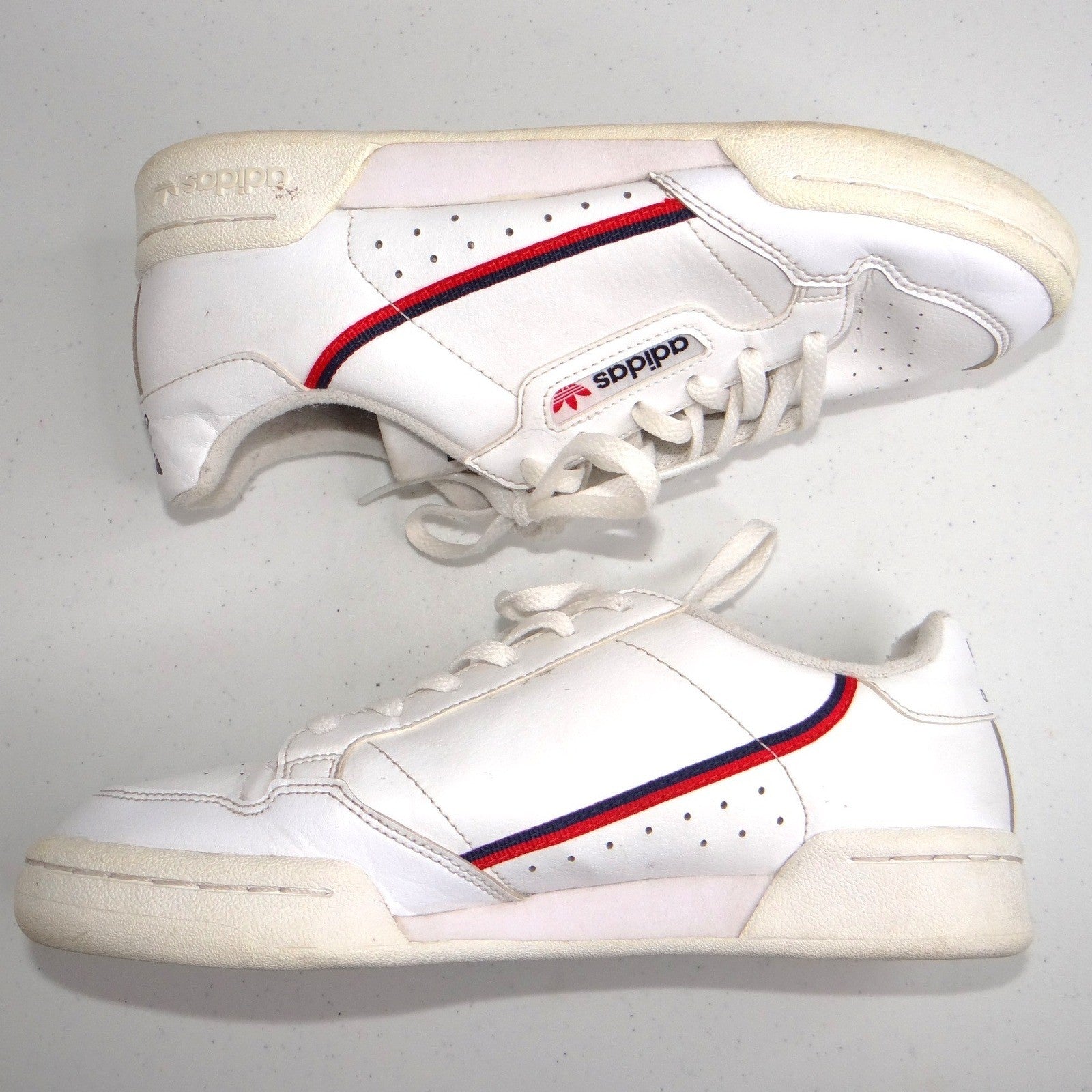 Adidas Continental 80 White Navy Red Leather Sneakers Mens 5.5 Womens 6.5