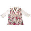 Classic Apparel Ltd Womens Floral Lace Print Blazer Jacket Tan White Pink USA