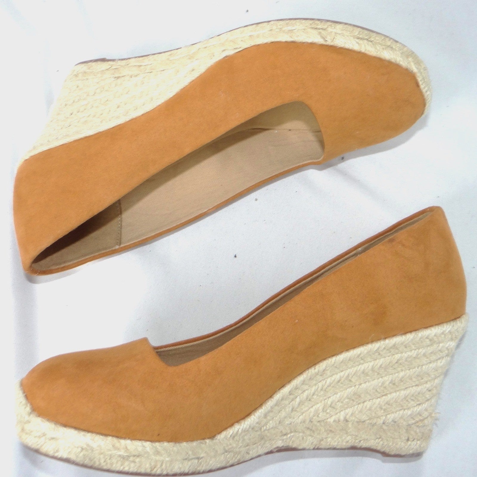J. Crew Womens Tan Faux Suede Espadrille Wedge Pumps Camel Size 6.5