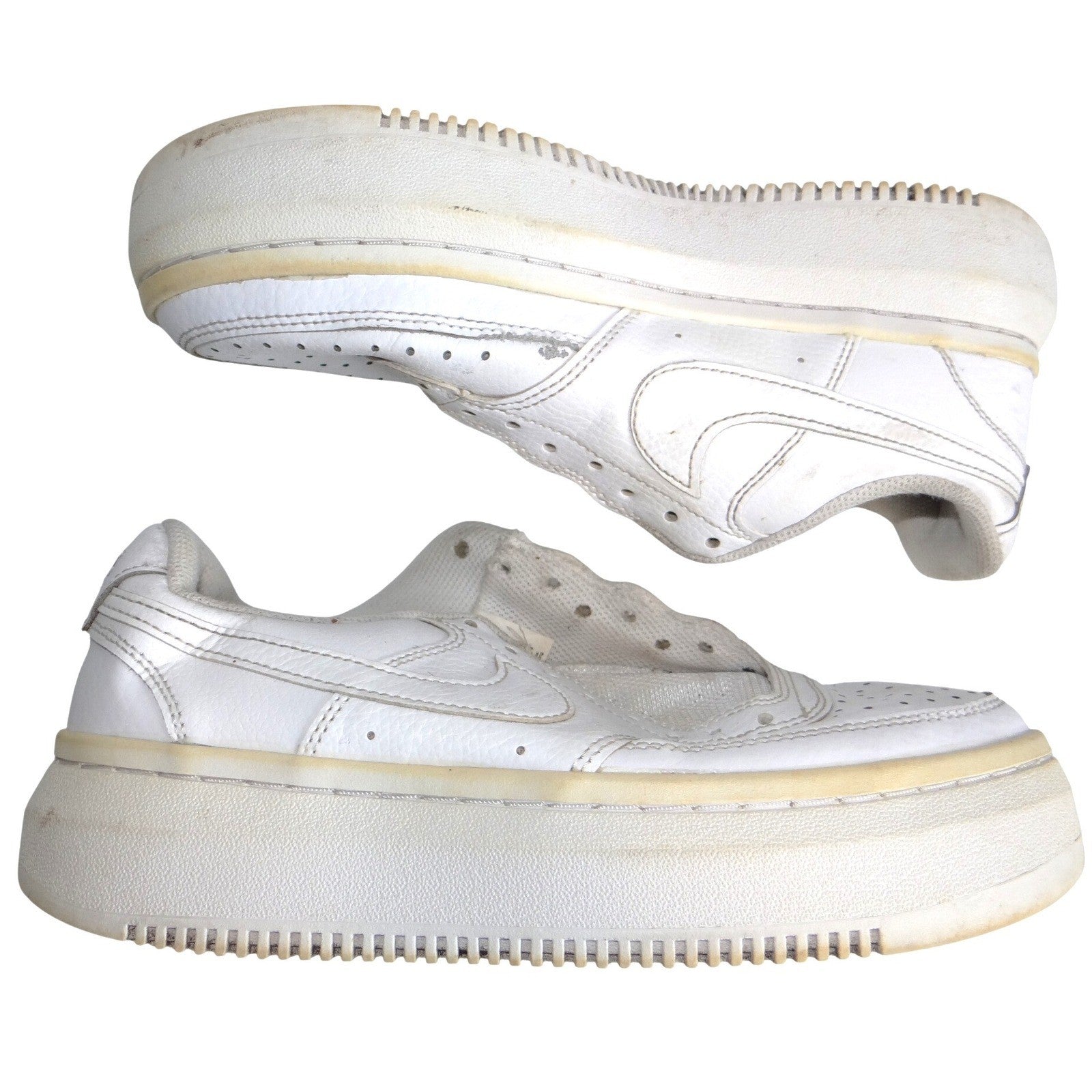 Nike Court Vision Alta Womens 8 White Platform Sneakers Rainbow Logo