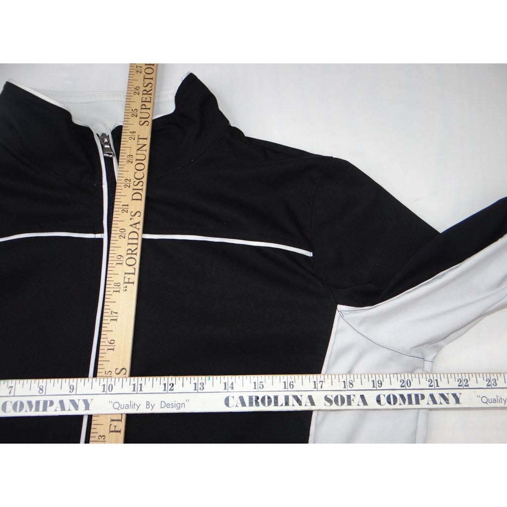 Womens Black White Colorblock Full Zip Track Jacket Size Large Athletic