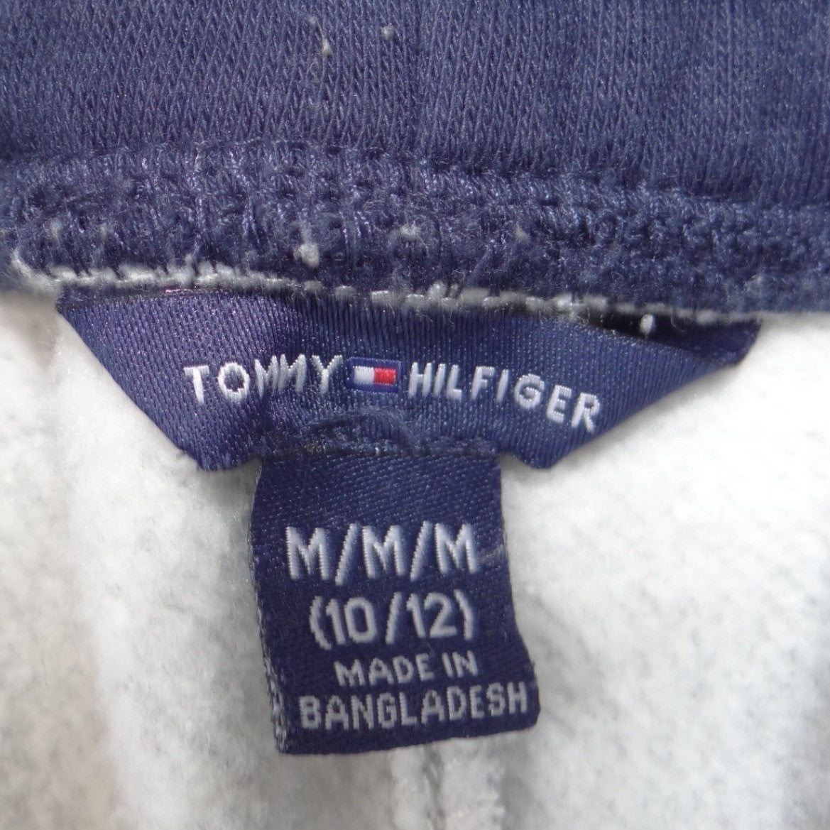 Tommy Hilfiger Boys Gray Navy Blue Logo Fleece Sweat Shorts Size M 10/12
