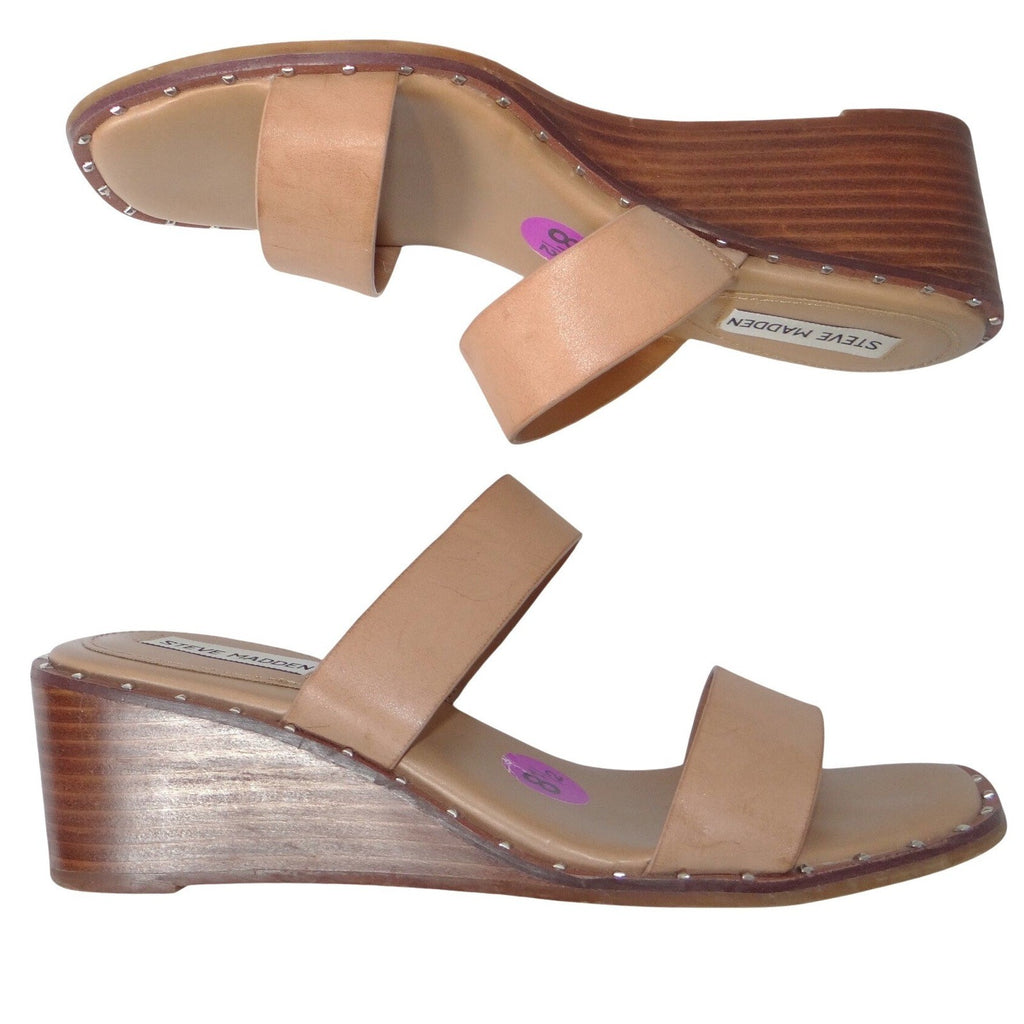 Steve Madden Henrietta Tan Studded Wedge Sandals HNRT01S1 Mens 8.5M