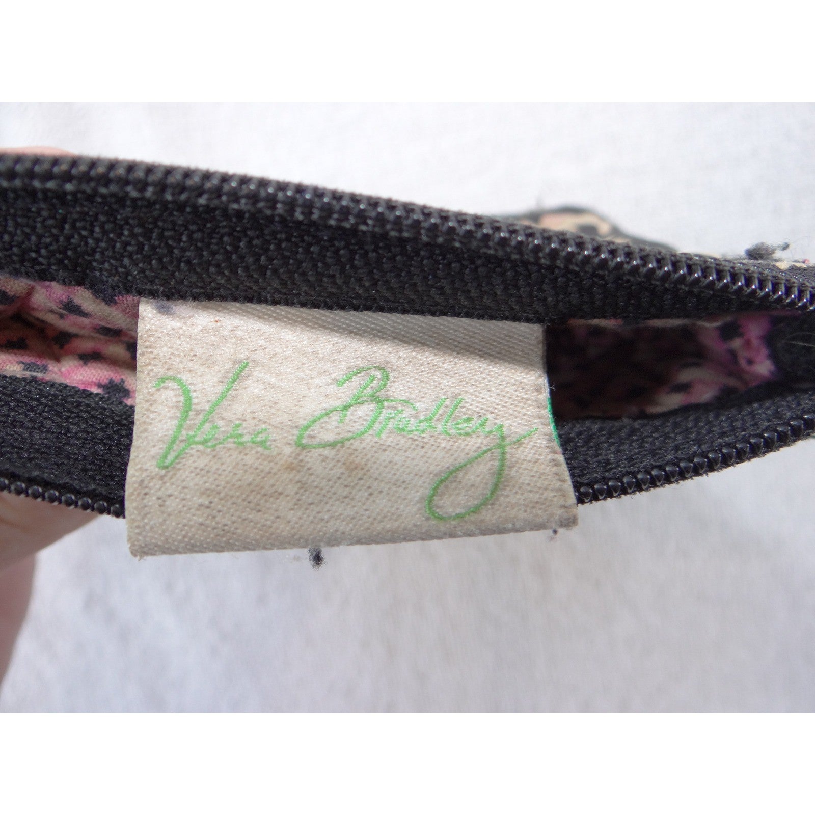 Vera Bradley Elephant Paisley Quilted Cotton Zip Coin Purse Pouch Black Pink