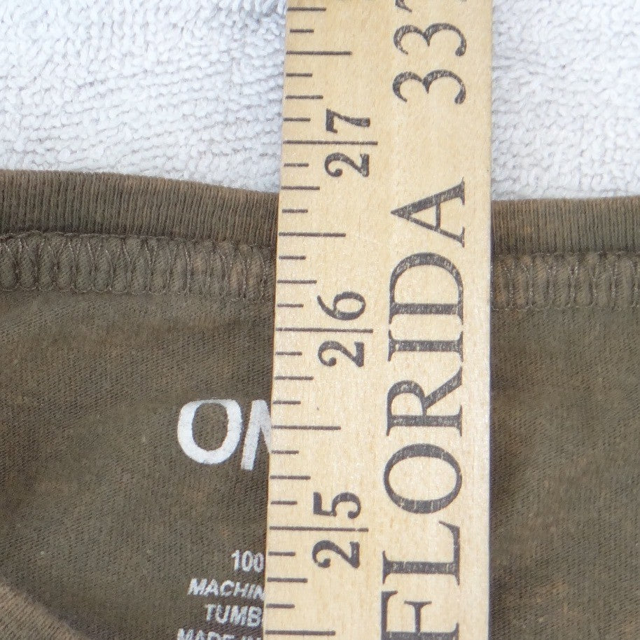 On Fire Nothing Feels Real Anymore Graphic Tee XL Olive Green Mineral Wash