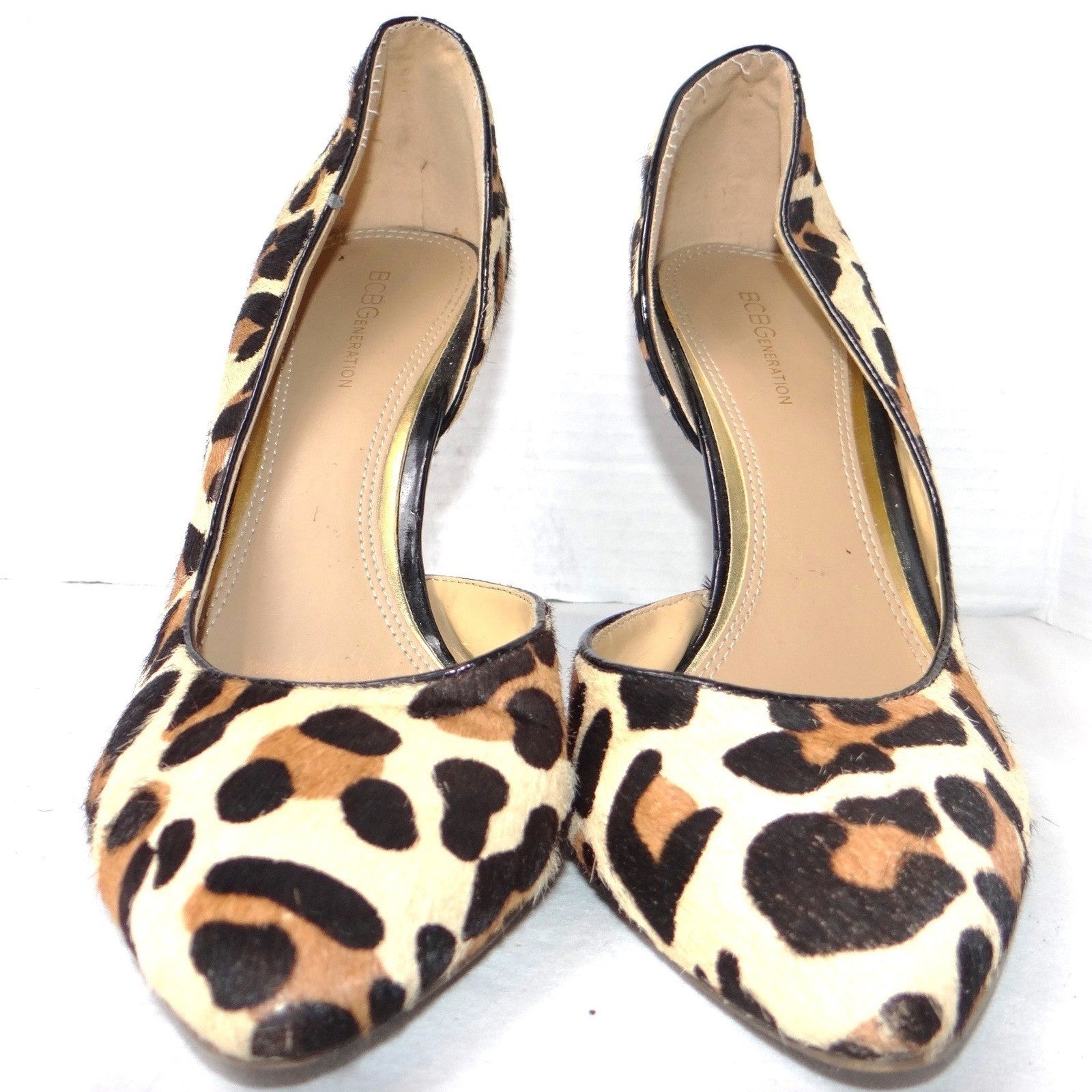 BCBGeneration Jaze Leopard Print Calf Hair d'Orsay Pumps Heels Size 9M PL-JAZE-X