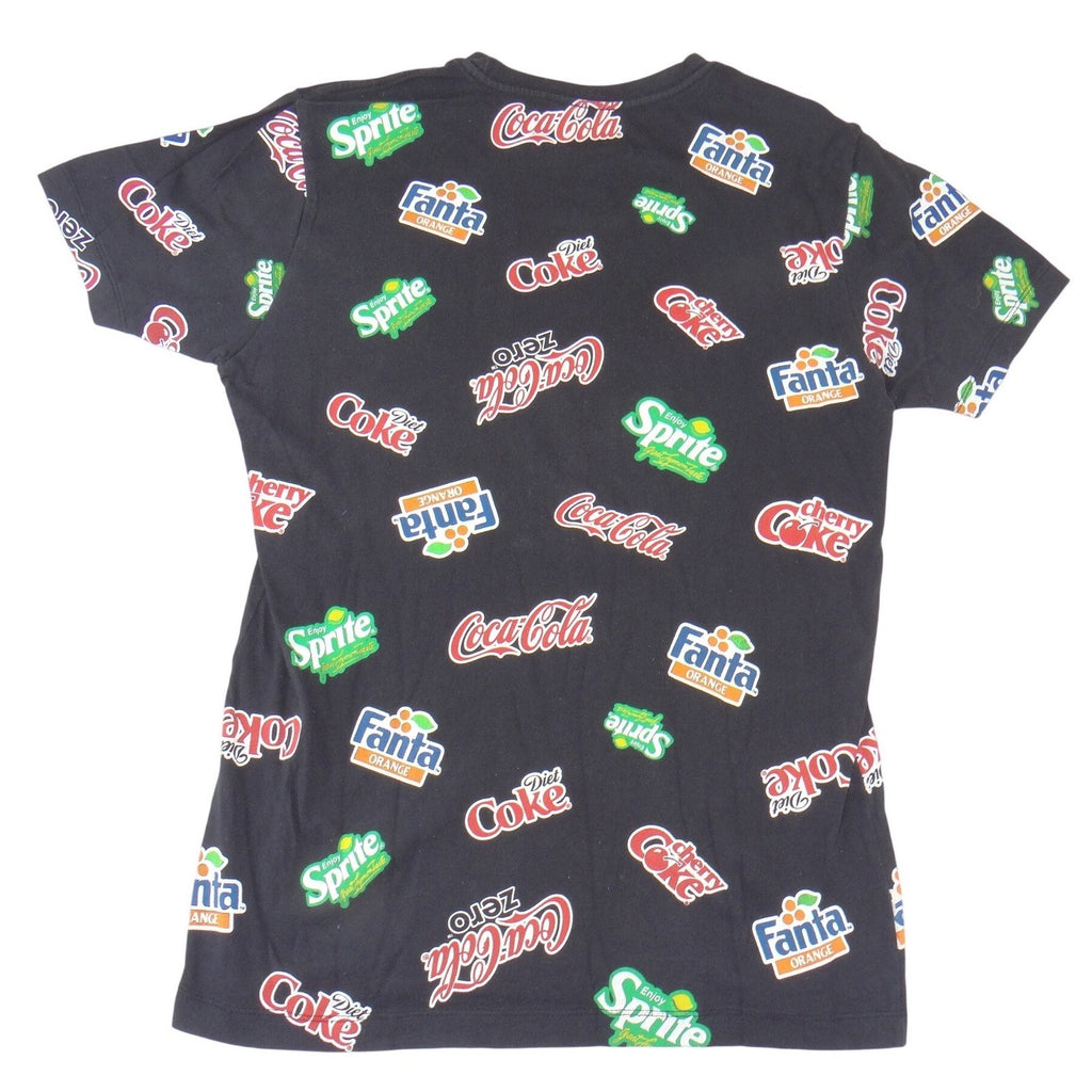 Coca-Cola Mens Soda Logo All Over Print T-Shirt Black Sprite Fanta Small