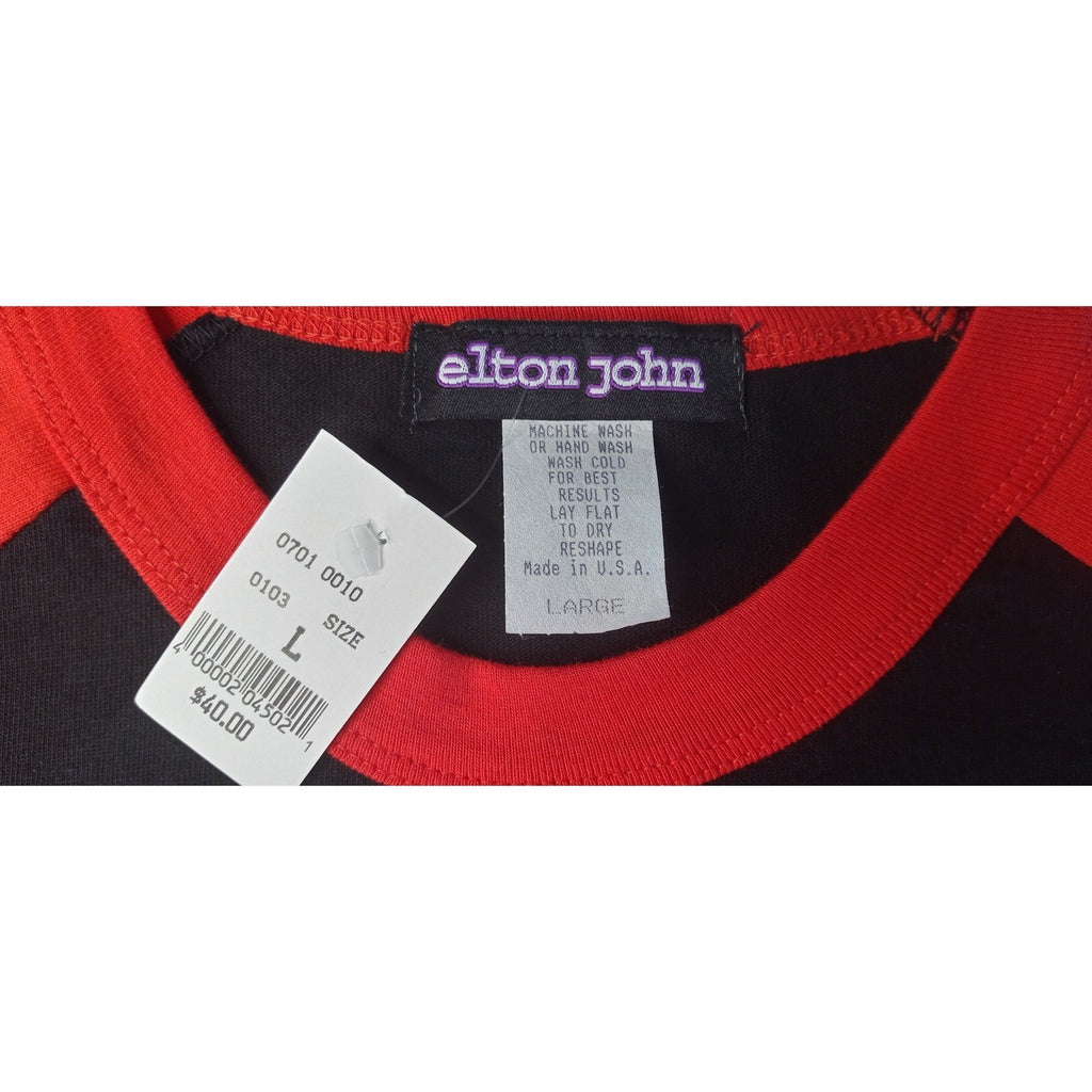 Elton John Rainbow Logo Raglan T Shirt Black Red Size Large