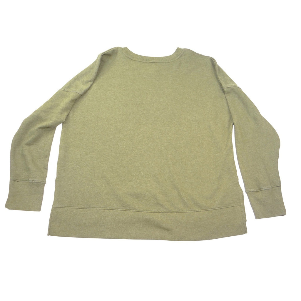 Time and Tru Womens XL Olive Green Heathered Crew Neck Sweatshirt High Low Hem