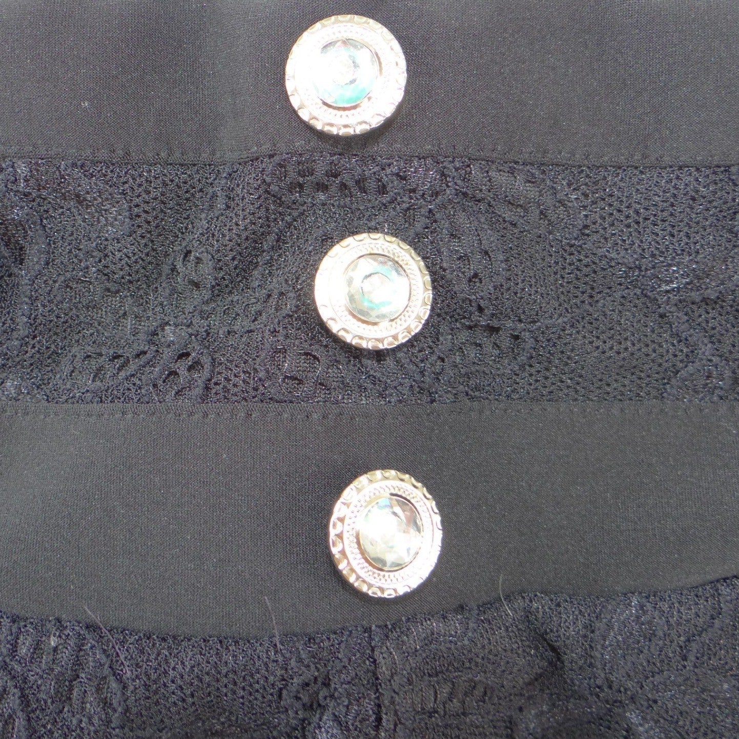 Cover Charge Black Floral Lace Overlay Leggings High Waisted Button Detail