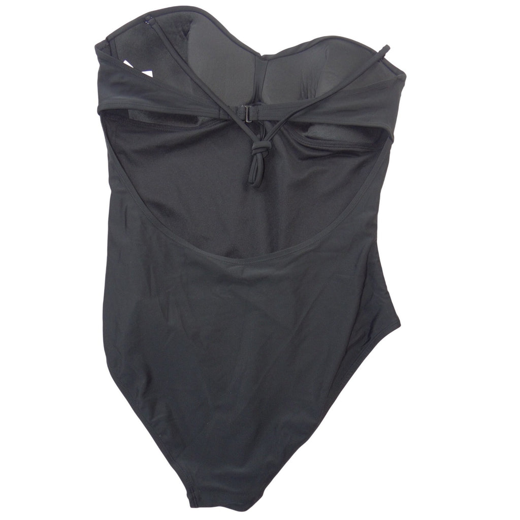 Old Navy Womens XL Black One Piece Swimsuit Ruched Sweetheart Neck Cutout Back