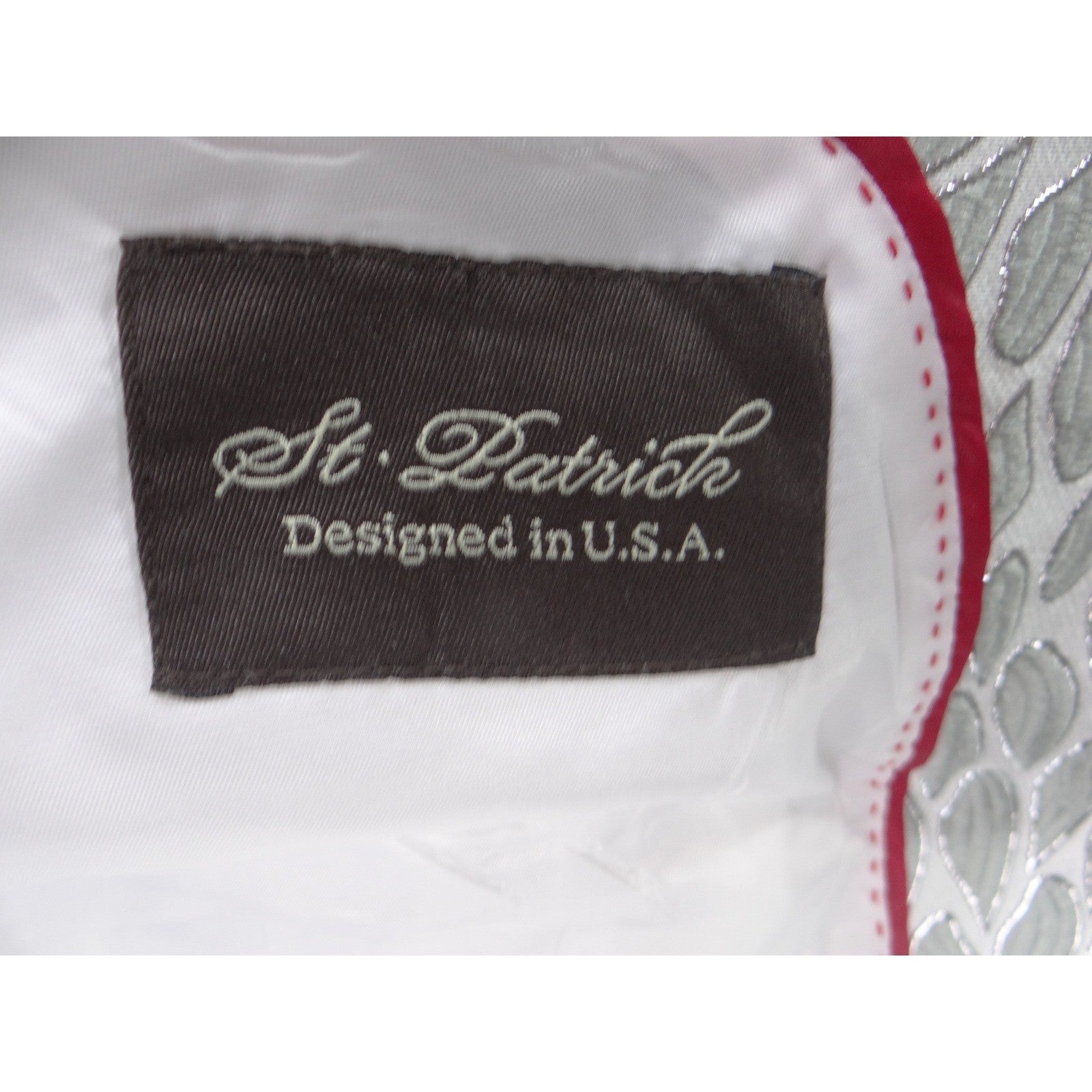 St. Patrick Mens 3XL Silver Floral Brocade Dinner Jacket Blazer & Bow Tie 508-6
