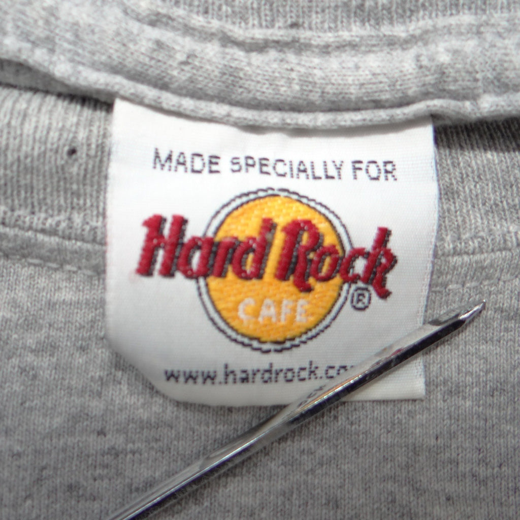 Hard Rock Cafe Cayman Islands Graphic Cropped T-Shirt Gray Women XL Boxy Raw Hem