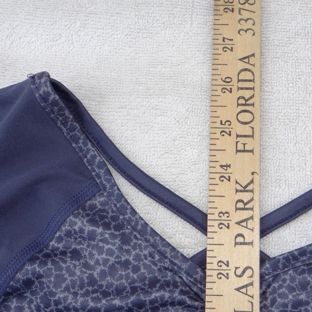 Columbia Womens Navy Blue Pebble Print Strappy Back Long Sleeve Active Top S