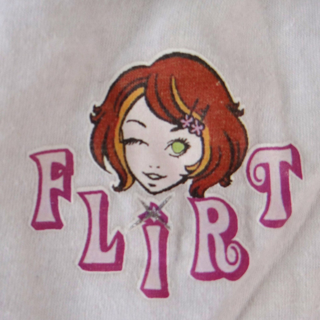 Peeping Tom Flirt Graphic Camisole Tank Top White Pink Y2K Anime Girl Large