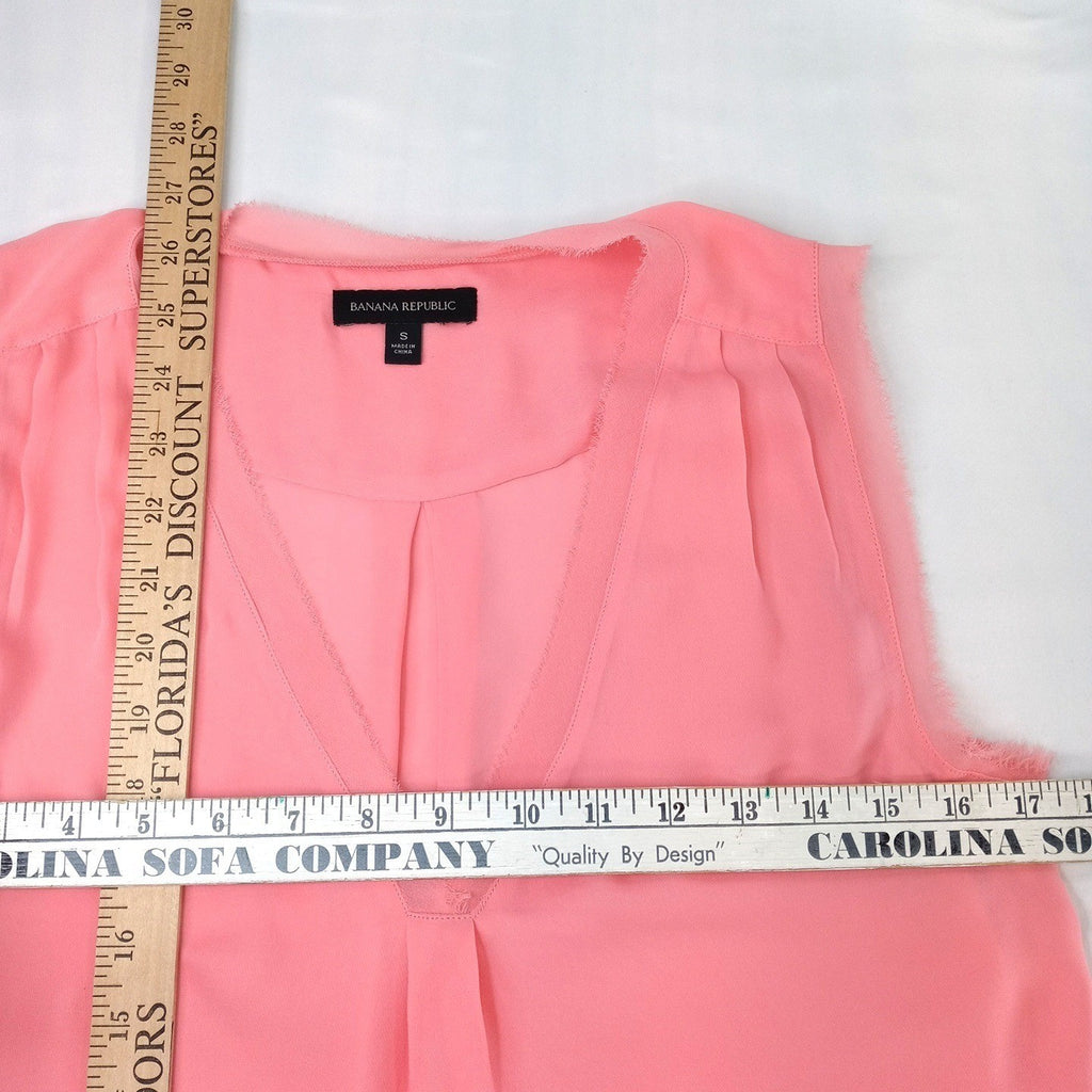 Banana Republic Coral Pink Sleeveless V Neck Tunic Top Blouse Women's Size S