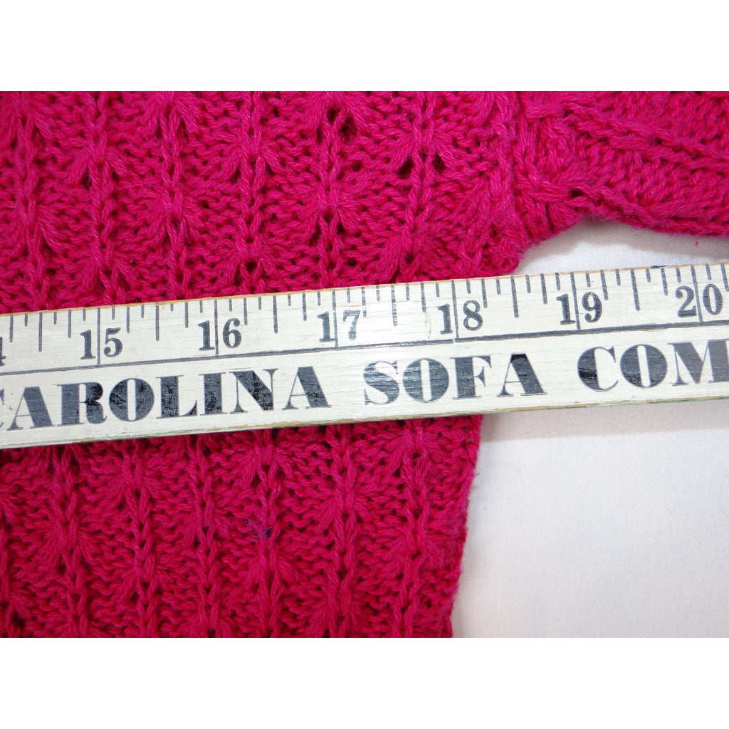 Vintage Nicole Curie Knit Sweater Women M Pink Short Sleeve Textured Pullover