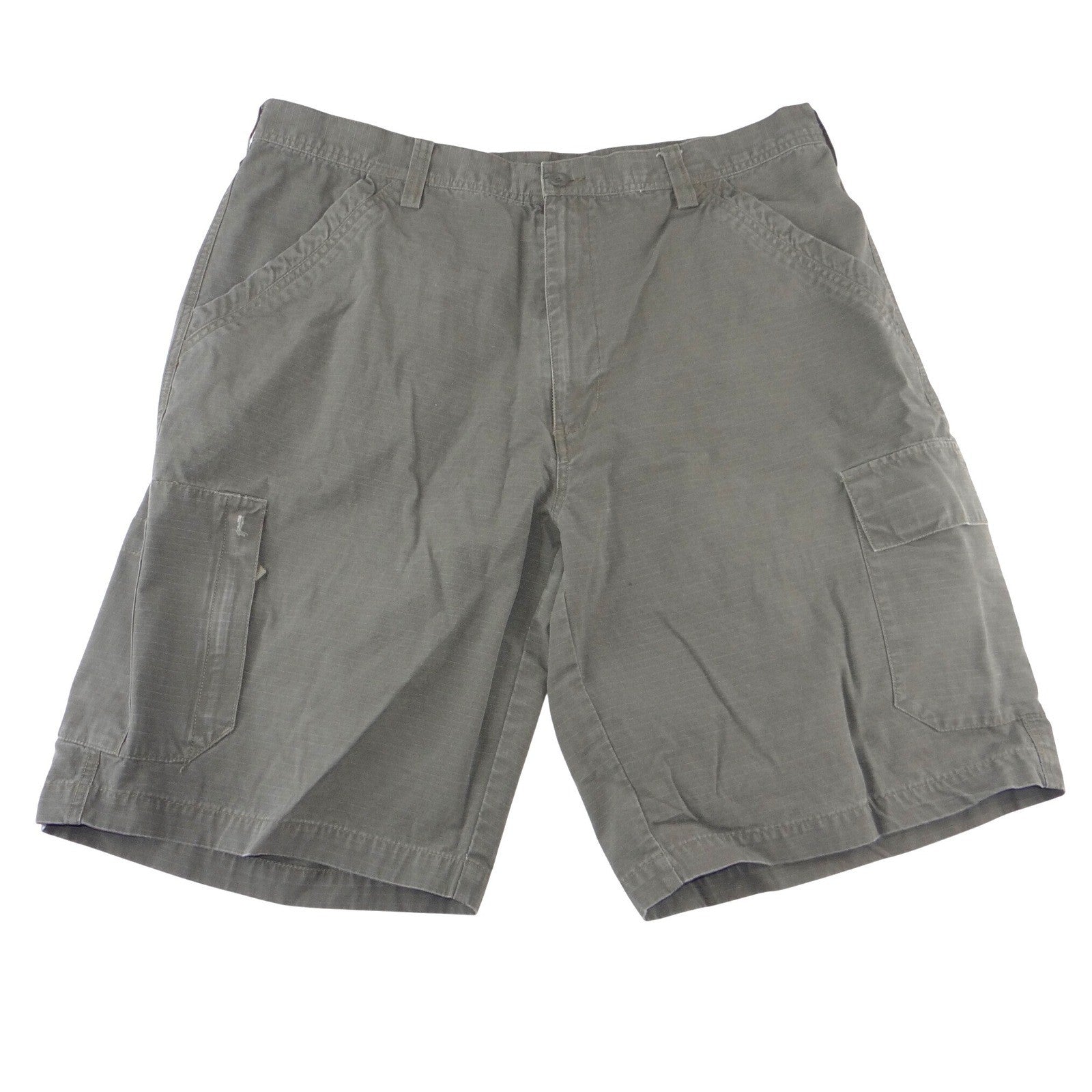 Roundtree & Yorke Mens Olive Green Ripstop Cotton Cargo Shorts Size