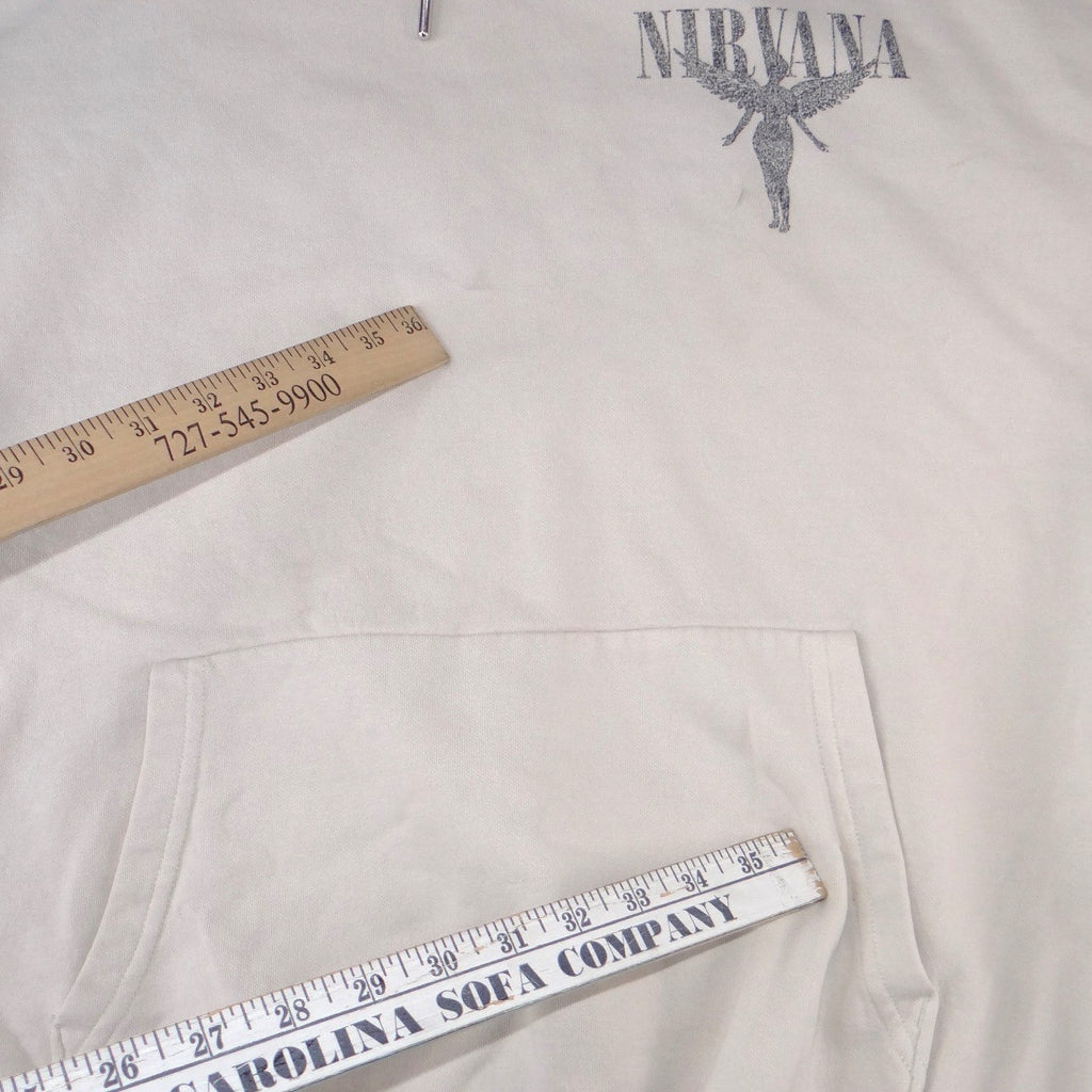 Nirvana In Utero Graphic Hoodie Mens Cream Beige Rock Band Sweatshirt