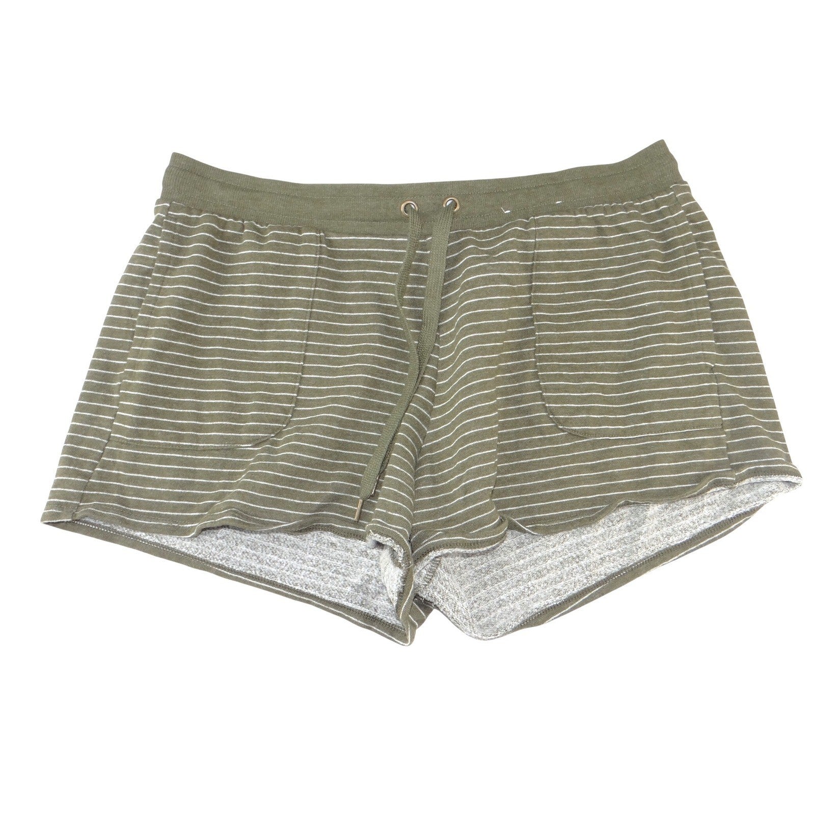 Stars Above Womens Olive Green Striped Lounge Pajama Shorts Large