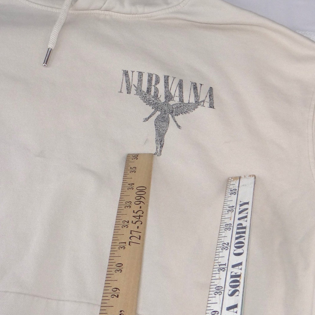 Nirvana In Utero Graphic Hoodie Mens Cream Beige Rock Band Sweatshirt