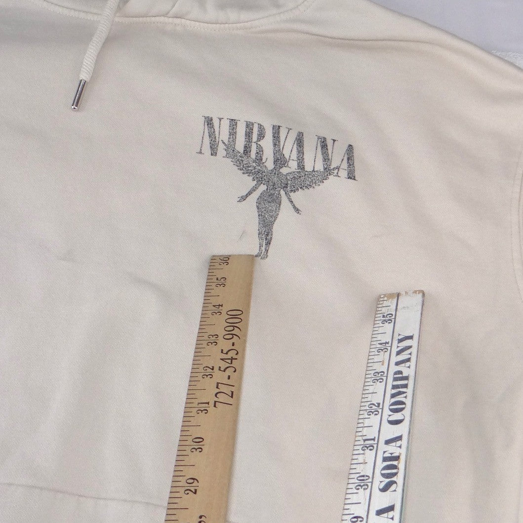 Nirvana In Utero Graphic Hoodie Mens Cream Beige Rock Band Sweatshirt