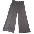 Bandolino Womens Wide Leg Cuffed Dress Pants Dark Gray Wool Blend Stretch Sz 10
