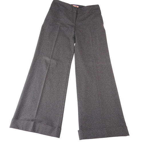 Bandolino Womens Wide Leg Cuffed Dress Pants Dark Gray Wool Blend Stretch Sz 10