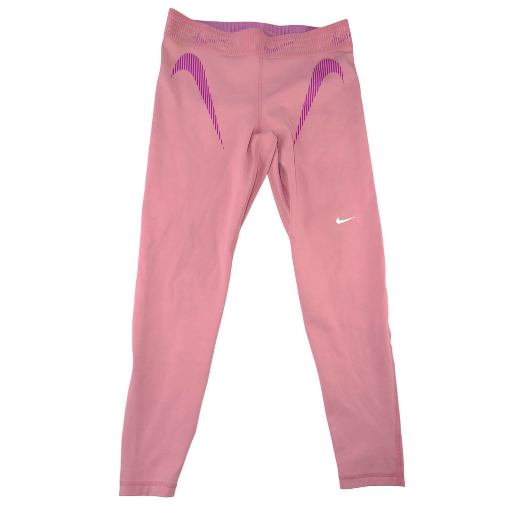 Nike Dri-FIT Womens Pink High Rise Mesh Panel Performance Leggings Size L