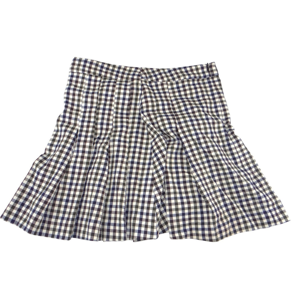 Mango MNG Gingham Pleated Mini Skirt Navy Green Check Size M
