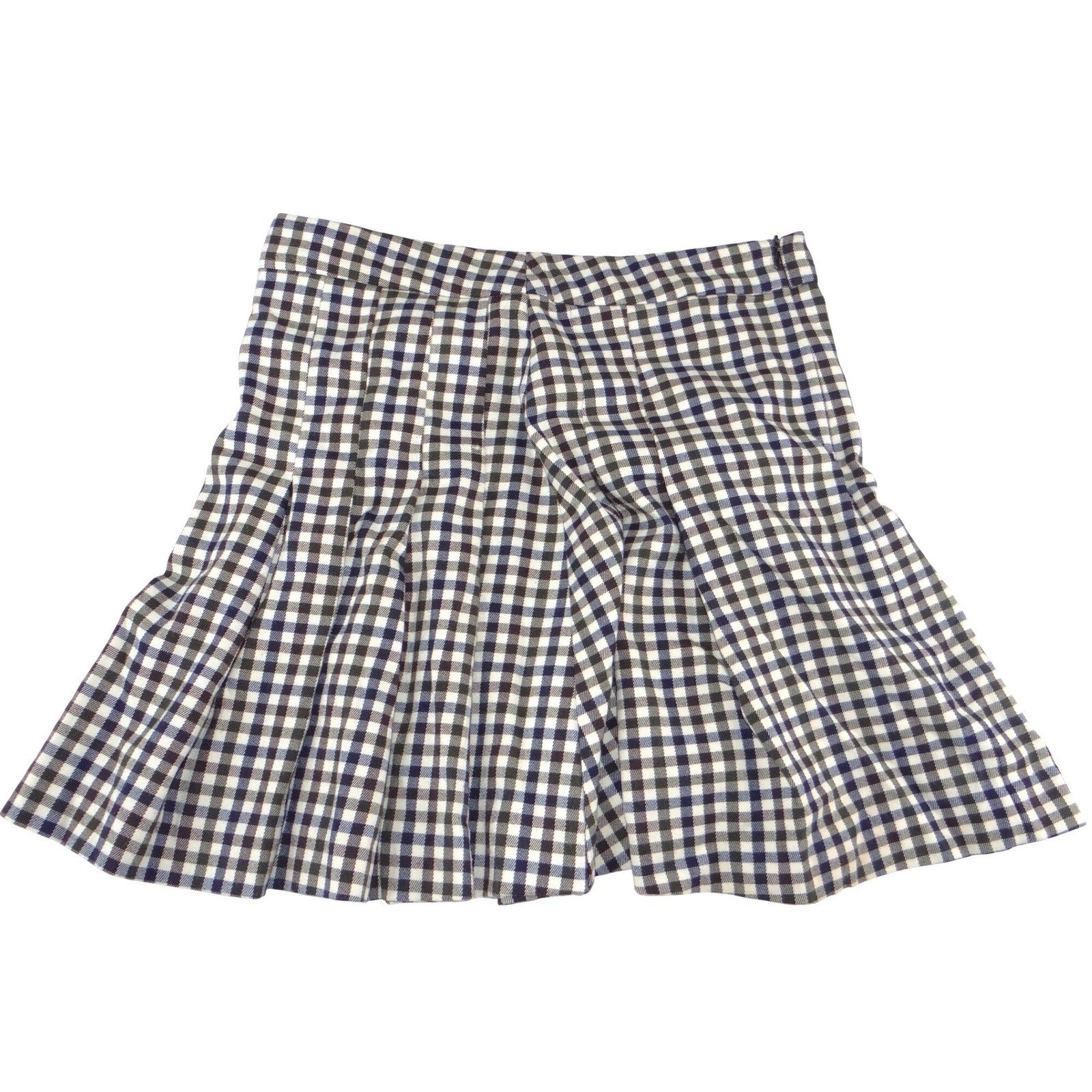 Mango MNG Gingham Pleated Mini Skirt Navy Green Check Size M