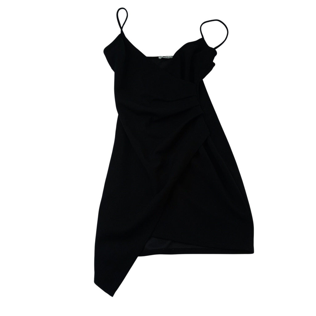 Charlotte Russe Black Spaghetti Strap Ruched Asymmetrical Hem Mini Dress Size M