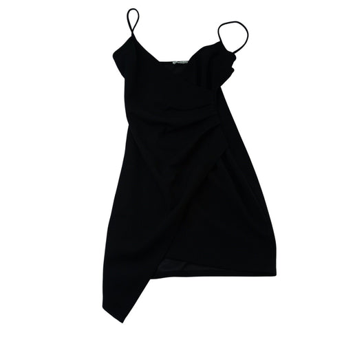 Charlotte Russe Black Spaghetti Strap Ruched Asymmetrical Hem Mini Dress Size M