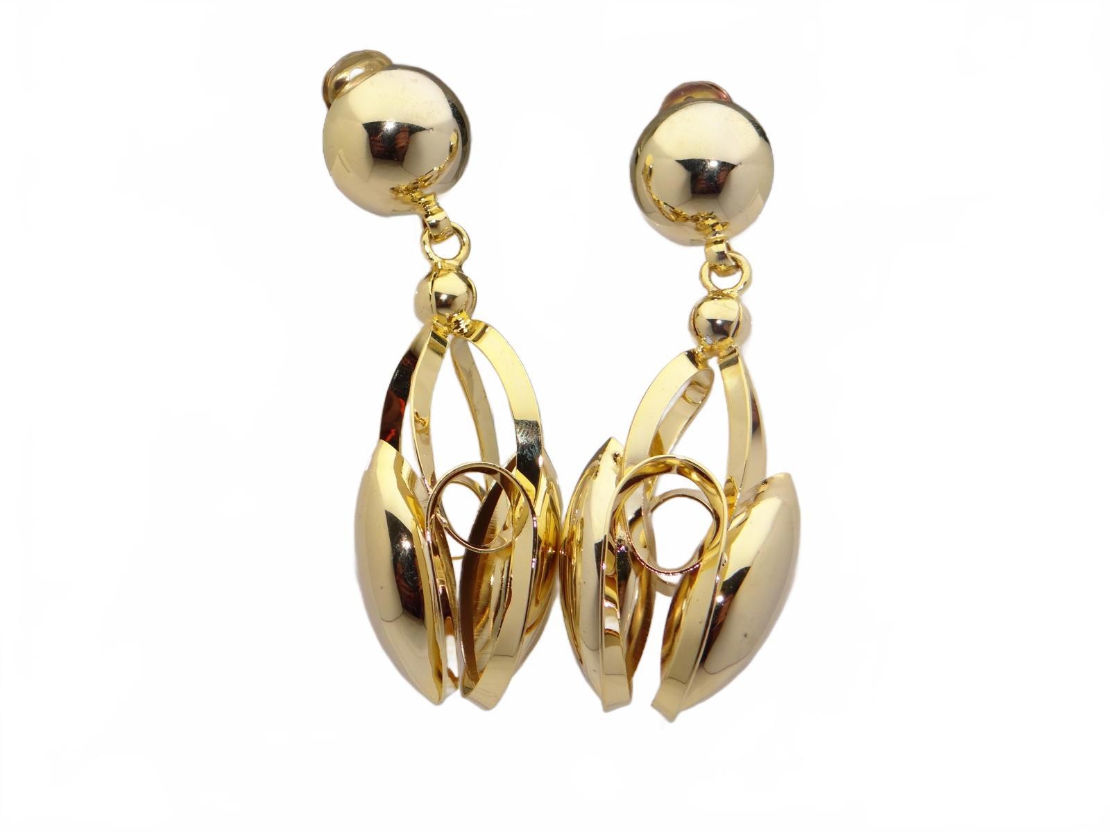 Gold Tone Modern Clip-On Earrings