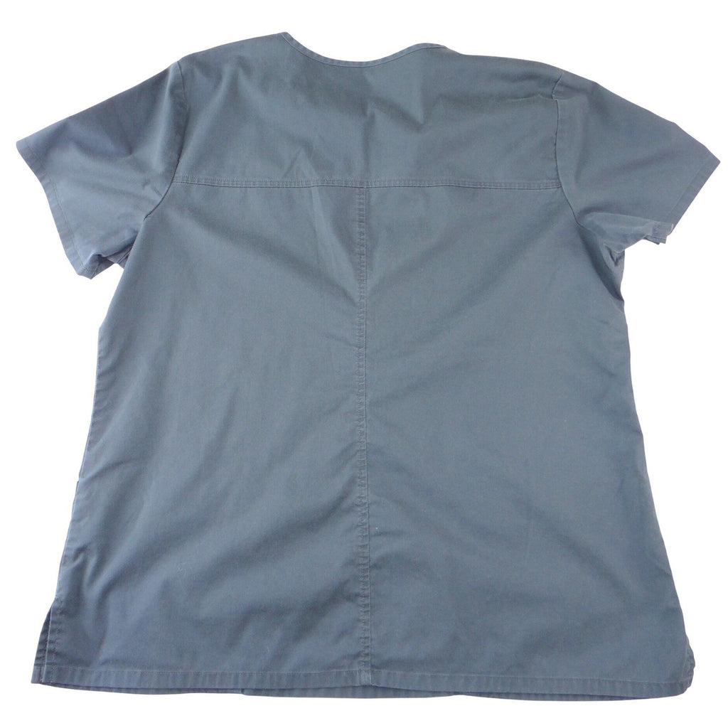 Cherokee Workwear Womens V-Neck Scrub Top Dark Gray Pockets Size XL
