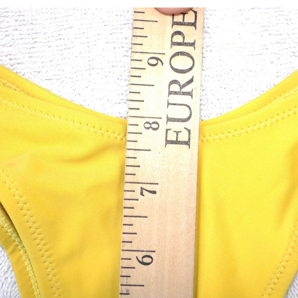 Womens Yellow Tie Shoulder Bandeau Bikini Set High Cut Two Piece Swimsuit M