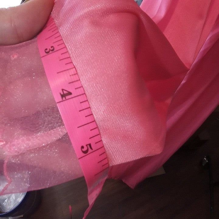 Vintage Princess Lingerie Pink Satin Nightgown Pearl Buttons Sheer Trim Size L