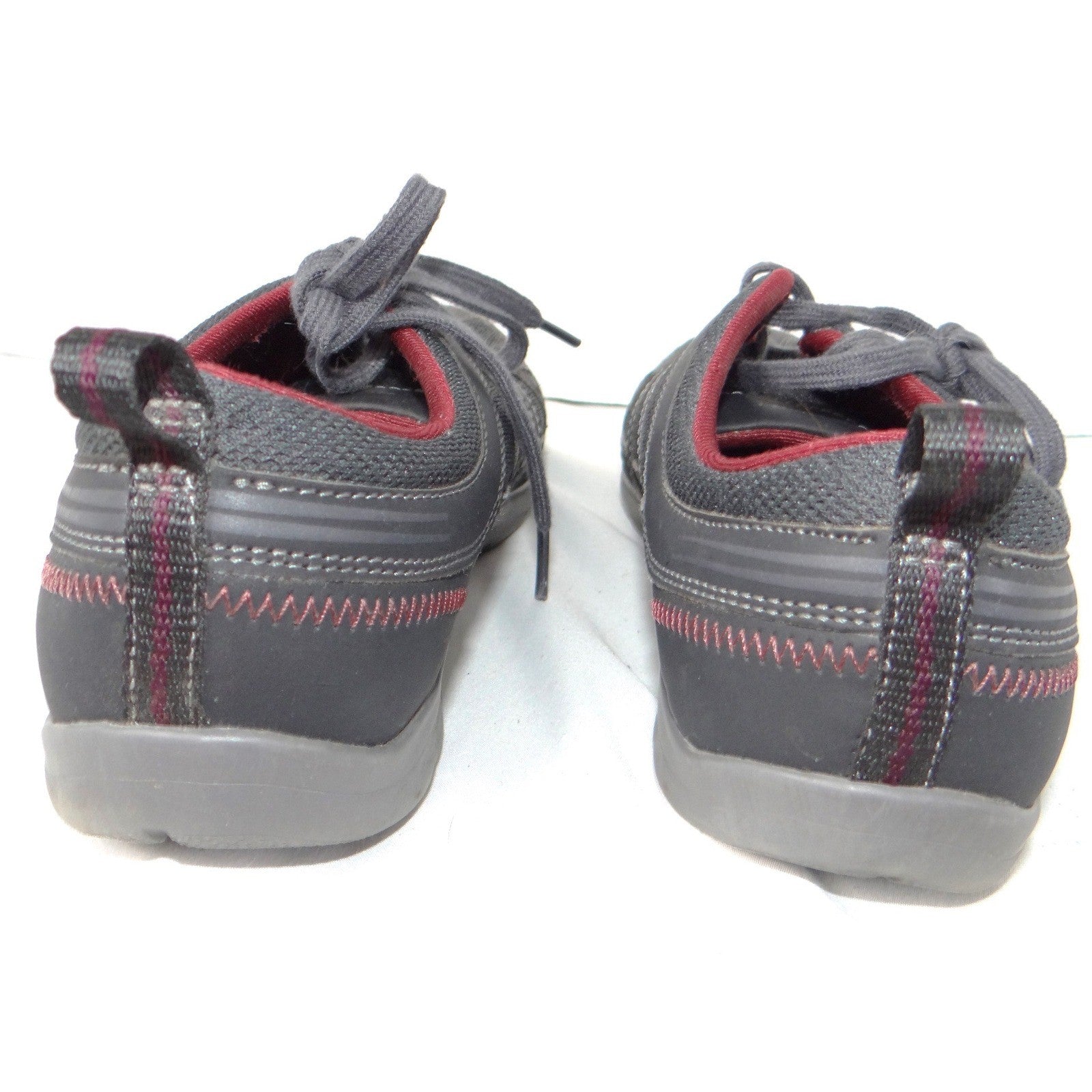 Rockport Walking Sneakers Womens 7.5 Charcoal Grey Burgundy Low Top Shoe