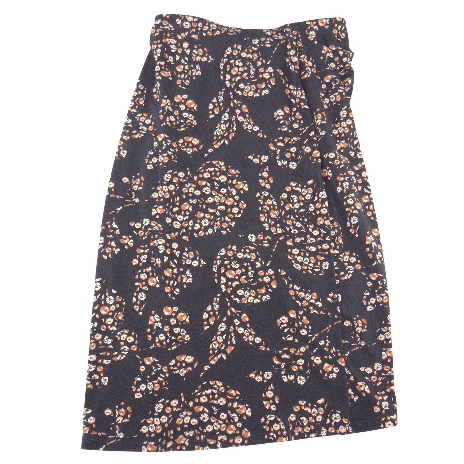 White House Black Market Ruched Floral Leopard Midi Skirt Black XS