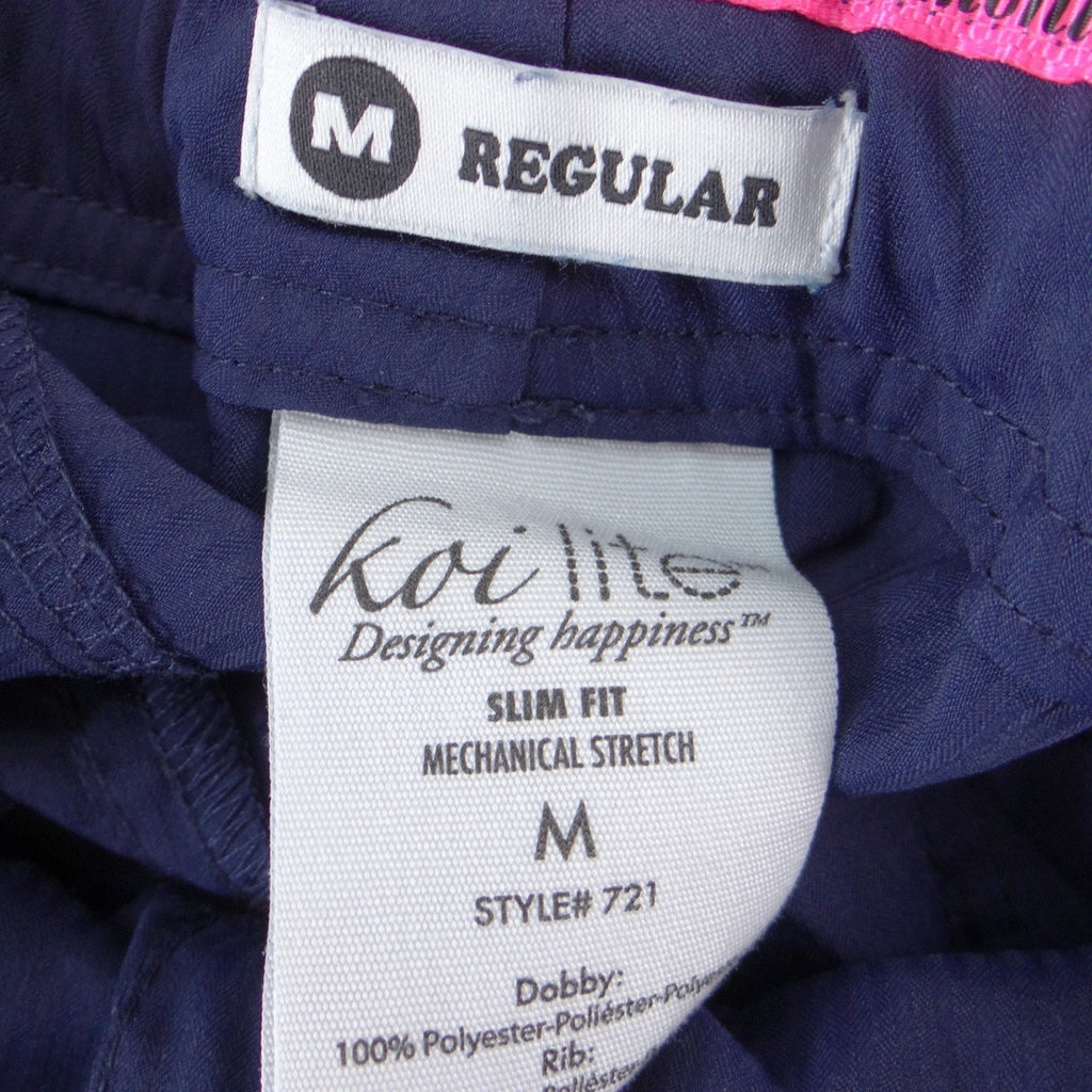 Koi Lite Peace Navy Blue Slim Fit Scrub Pants Womens Medium 721 Drawstring Cargo