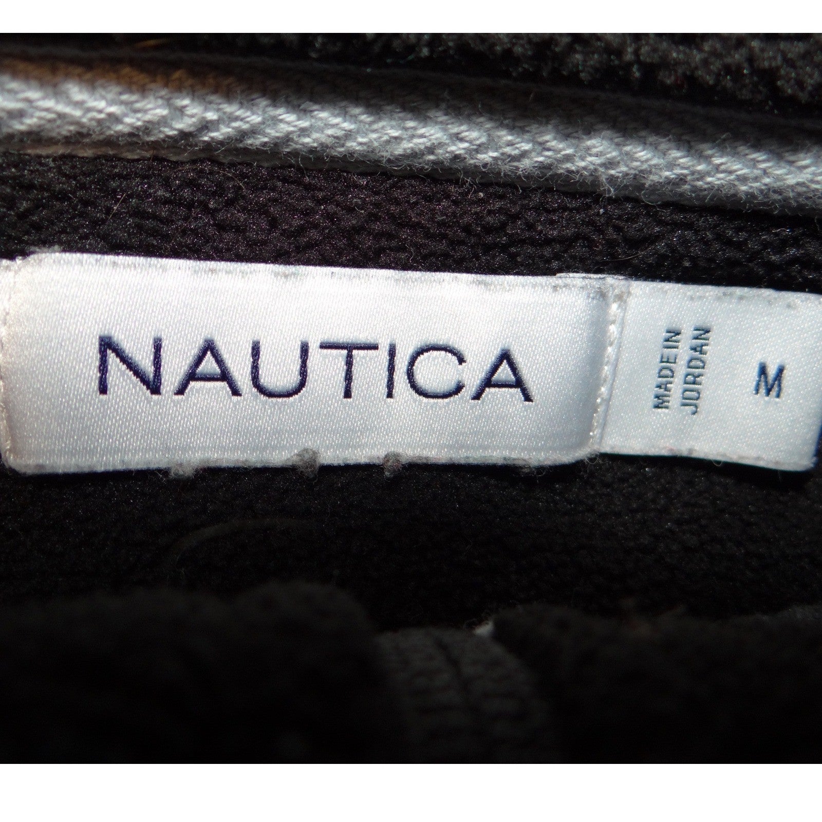 Nautica Mens Quarter Zip Fleece Pullover Charcoal Gray Logo Mock Neck Size M